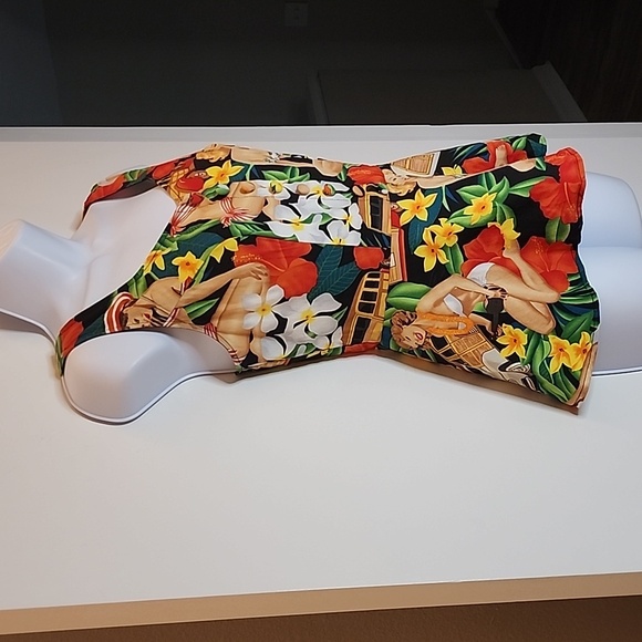 Belle Poque Sleeveless 50's Retro Tank, Black, Green, Yellow, Size Small - Picture 2 of 9